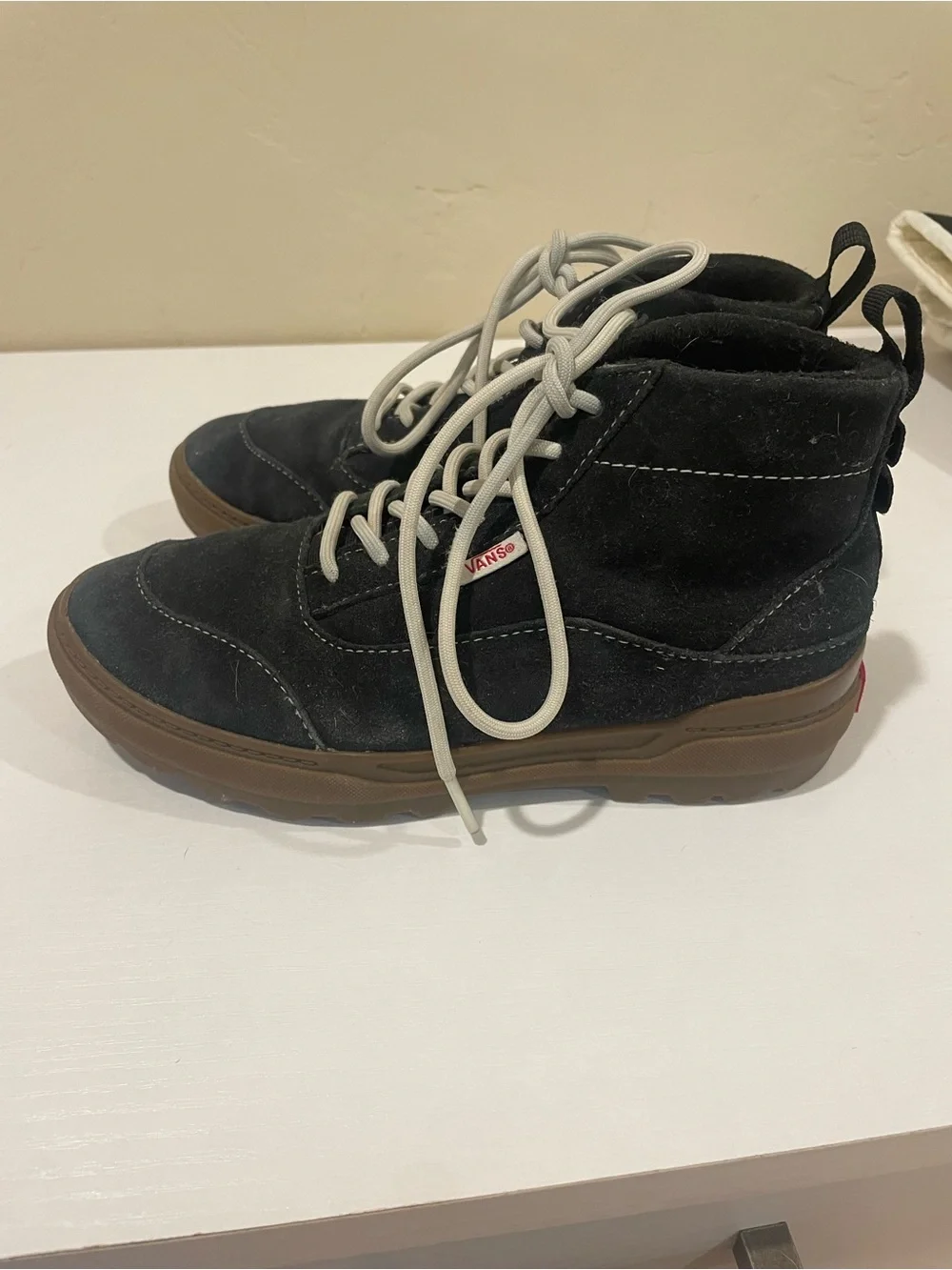 Vans Black Suede High-Top Boots with Cream Laces